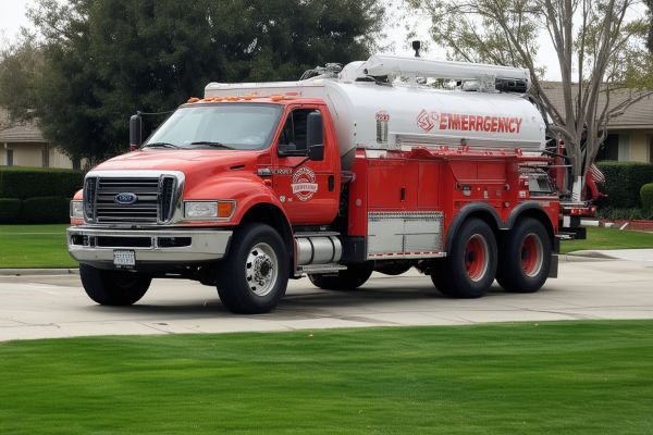 Emergency septic service truck responding to call